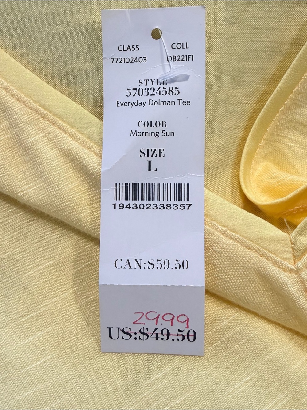 White House Black Market Pale Yellow V-Neck Dolman Top - Picture 6 of 7